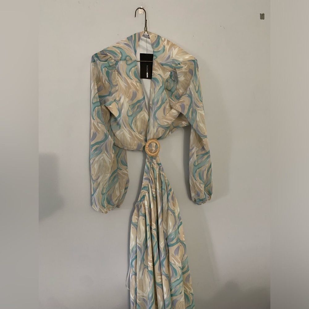 NWT Fashion Nova Eternal Beauty Maxi Dress Boho Blue Green Purple Taupe Size L - Picture 9 of 15